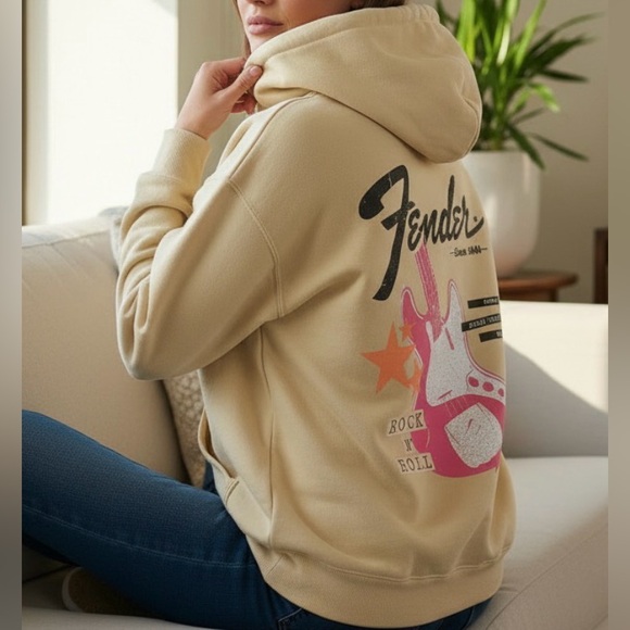 Michael Fender Fender Pale Yellow OversizedRock & Roll Pink Electric Guitar M - Picture 2 of 12